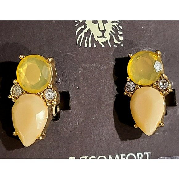JJG Jonette Jewelry Bee Shaped Clip on Earrings. Yellow and Clear Rhinestones. - Picture 11 of 12